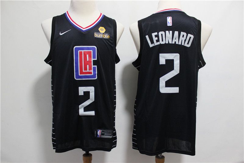 Men Los Angeles Clippers 2 Leonard Black Nike Game NBA Jerseys